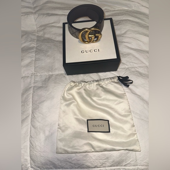 Gucci GG Marmont Wide Belt -BROWN - Picture 1 of 6